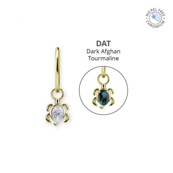 18K GOLD PVD CoCr NF TURTLE CHARMS SET W. PREMIUM NANO GEMS