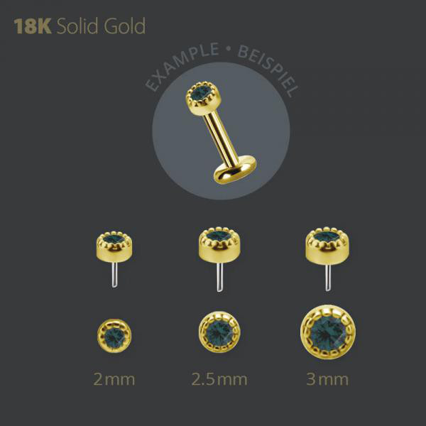 18K GOLD THREADLESS ATTACHMENT SET W. PREMIUM NANO GEMS