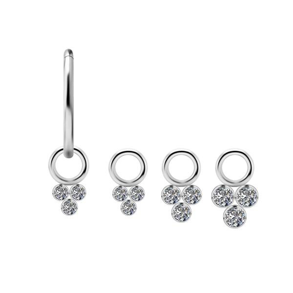 TITANIUM CLUSTER CHARM FOR HINGED RINGS SET W. PREMIUM ZIRCONIA