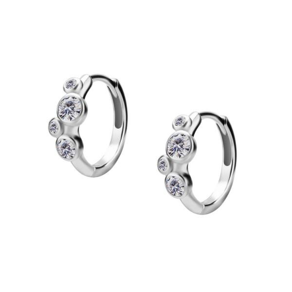 SS316L EAR HOOPS SET W. CUBIC ZIRCONIA (PAIR)
