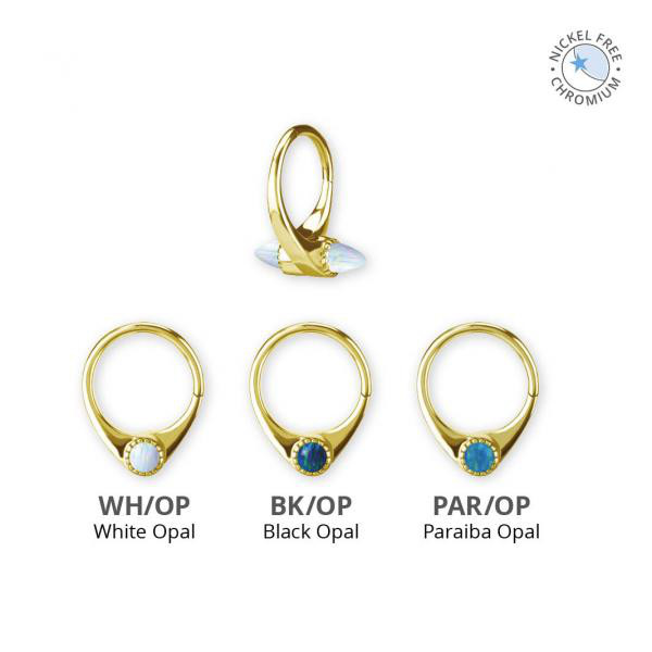 18K GOLD PVD CoCr NF CLICKER SET W. LAB CREATED OPALS BULLETS