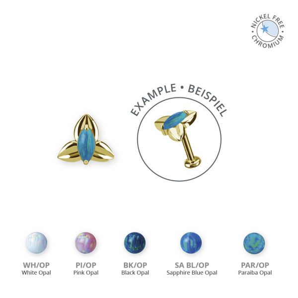 18K GOLD PVD CoCr NF INTERNAL MICRO ORCHID ATTACHMENT SET W. LAB CREATED OPALS