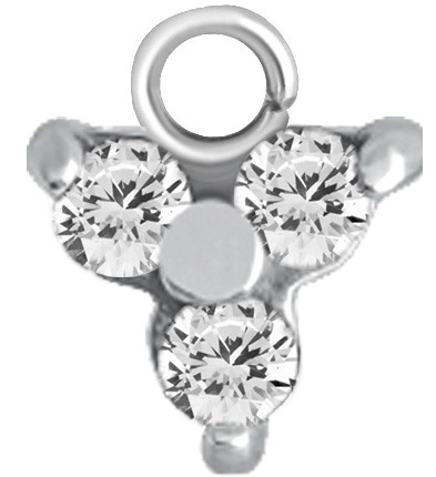 SS316L TRINITY CHARM FOR HINGE SEGMENT RING SET W. CUBIC ZIRCONIA