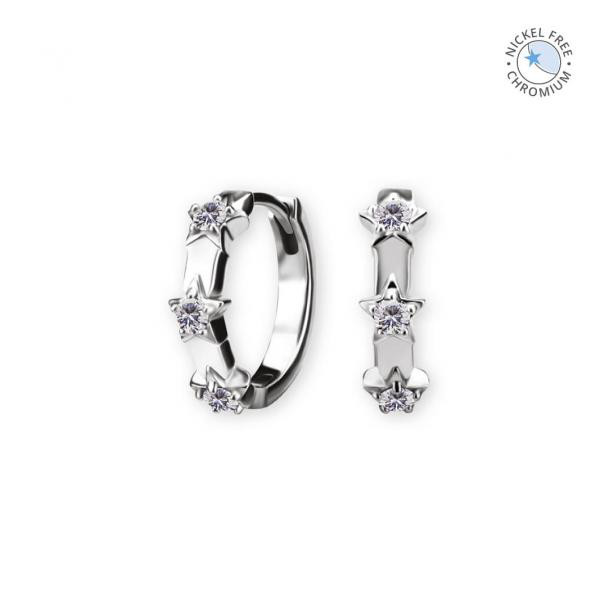 CoCr NF HINGED EAR HOOPS SET W. PREMIUM ZIRCONIA