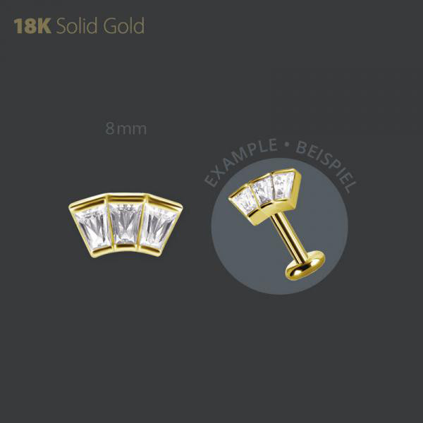 18K GOLD INTERNAL MICRO ATTACHMENT SET WITH TAPPER BAGUETTE PREMIUM ZIRCONIA