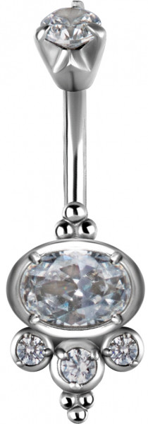 SS316L TRIBAL DOUBLE JEWELLED BANANA SET WITH CUBIC ZIRCONIA