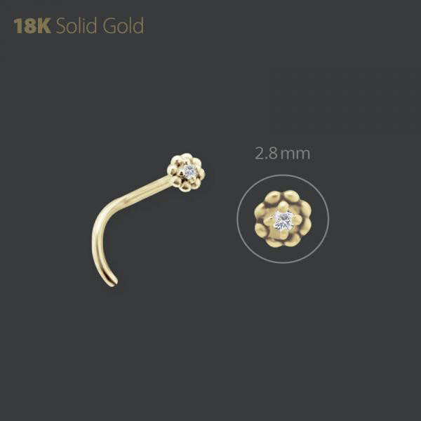 18K GOLD FLOWER NOSE STUD SET W. PREMIUM ZIRCONIA