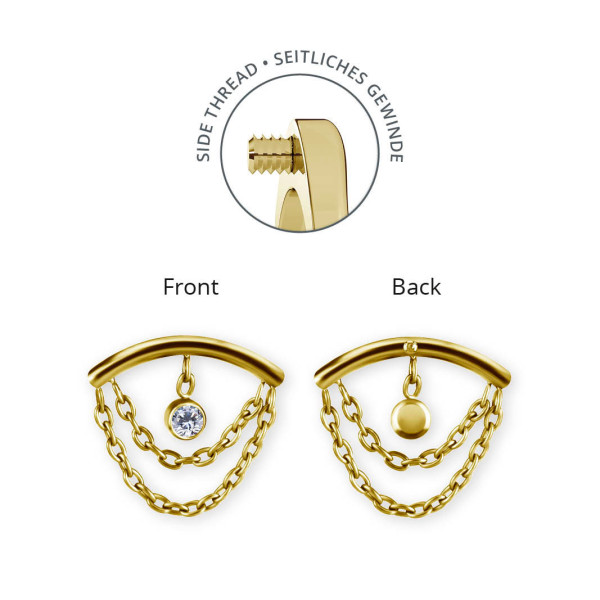 24K GOLD PVD TITANIUM INTERNAL ATTACHMENT FOR FLAT HELIX SET W PREMIUM ZIRCONIA