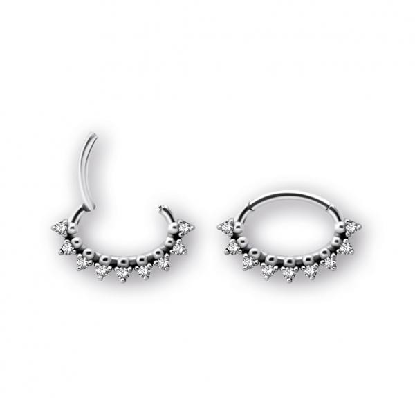 SS316L HINGED SEPTUM/DAITH CLICKER SET W. PREMIUM ZIRCONIA