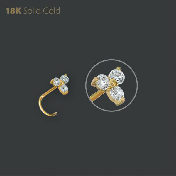 18K GOLD JEWELLED NOSESTUDS W.PREMIUM GEMS (TRINITY)