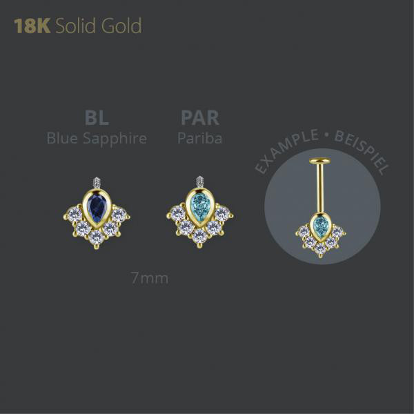 18K GOLD INTERNAL ATTACHMENT FOR VERTICAL HELIX SET W LAB CREATED GEMSTONE