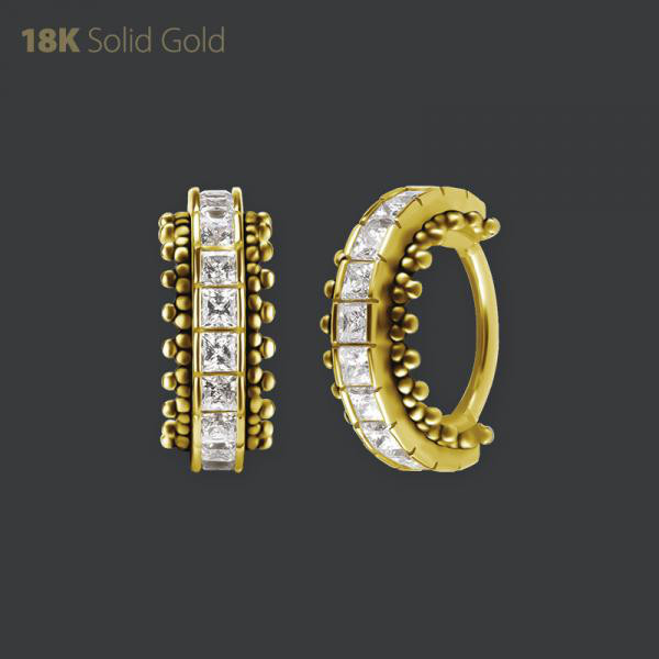 18K GOLD HINGED SEGMENT RING SET W. PREMIUM ZIRCONIA