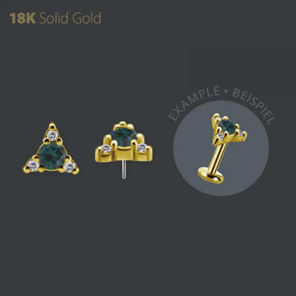 18K GOLD THREADLESS ATTACHMENT SET W. PREMIUM NANO GEMS