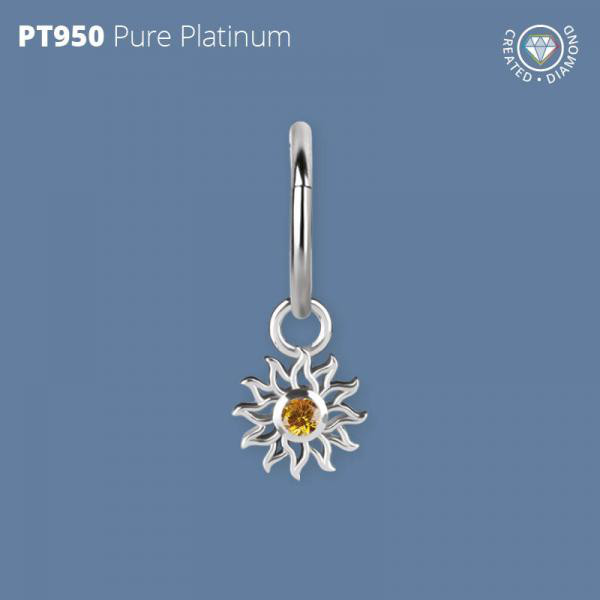 PLATINUM 950 SUN CHARM SET W. LAB CREATED DIAMOND