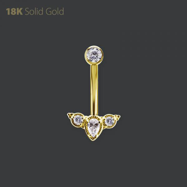 18K GOLD AND GOLD PVD TITANIUM TL MICRO ROOK BANANA SET W. PREMIUM ZIRCONIA