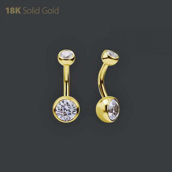 18K GOLD INTERNAL BELLY BANANA SET WITH PREMIUM ZIRCONIA