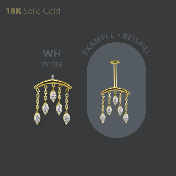 18K GOLD INTERNAL VERTICAL HELIX FLOATING CHAIN MICRO ATTACHMENT SET W. PREMIUM ZIRCONIA