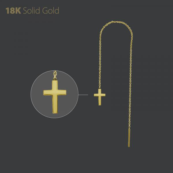 18K GOLD THREADER CHAIN (10CM) WITH CROSS