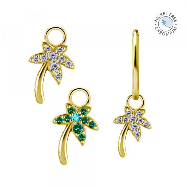 18K GOLD PVD CoCr NF PALM CHARMS FOR HINGED SEGMENT RINGS SET W.PREMIUM ZIRCONIA