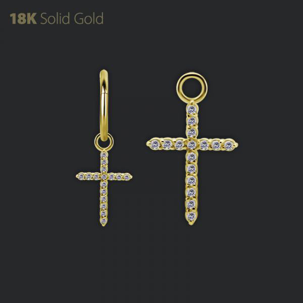 18K GOLD CROSS CHARM SET WITH PREMIUM ZIRCONIA