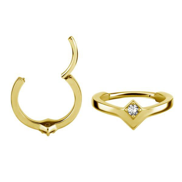 24K GOLD PVD SS316L JEWELLED HINGED RING SET W. PREMIUM ZIRCONIA