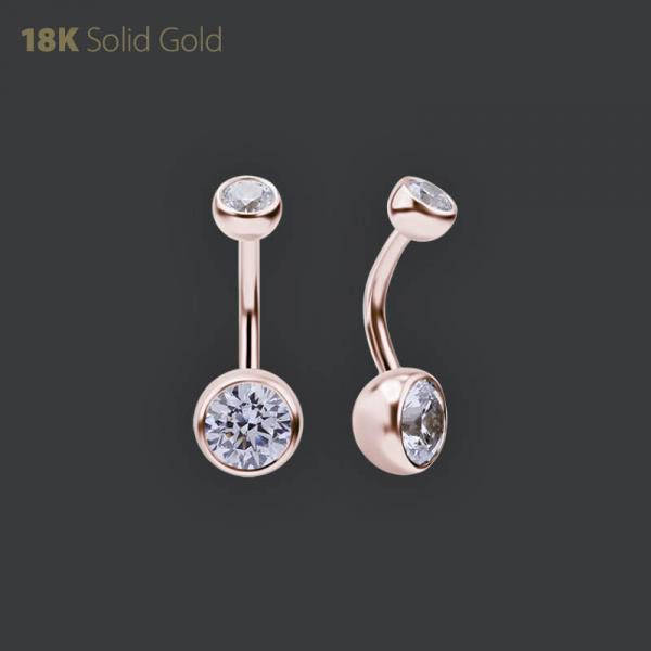 18K ROSE GOLD INTERNAL BELLY BANANA SET WITH PREMIUM ZIRCONIA