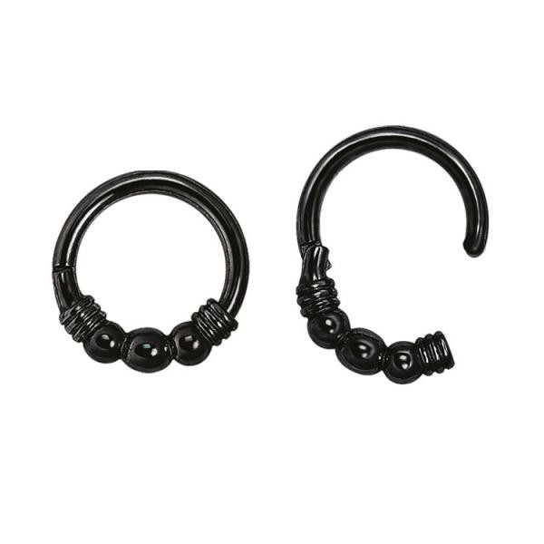BLACK PVD SS316L HINGED RING (3 BALLS)