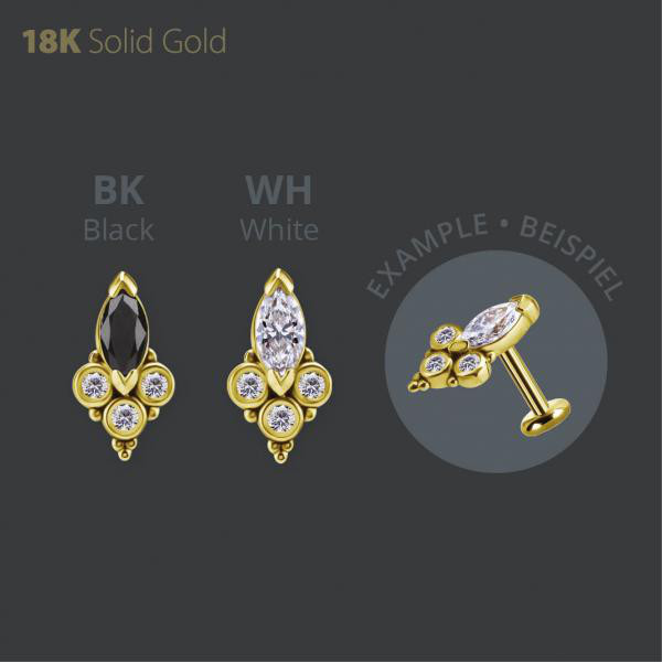 18K GOLD THREADLESS ATTACHMENT SET W. PREMIUM ZIRCONIA
