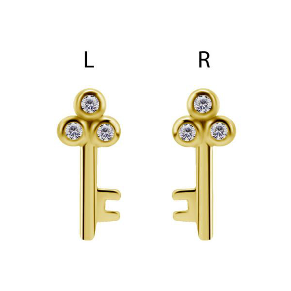 24K GOLD PVD SS316L MICRO KEY ATTACHMENT SET W. CUBIC ZIRCONIA