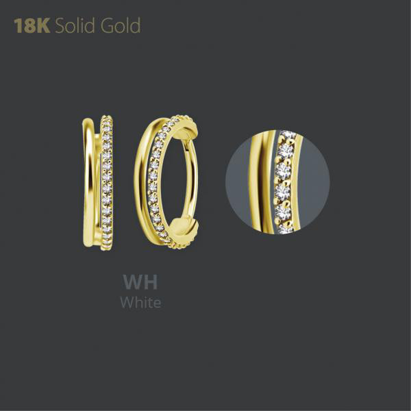 18K GOLD HINGED SEGMENT RING SET W. PREMIUM ZIRCONIA