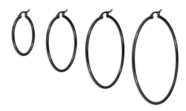 SS316L BLACK PVD HOOP EARRINGS (PAIR)