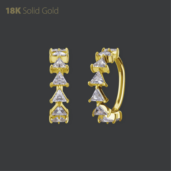 18K GOLD HINGED SEGMENT RING SET W. TRIANGLE PREMIUM ZIRCONIA