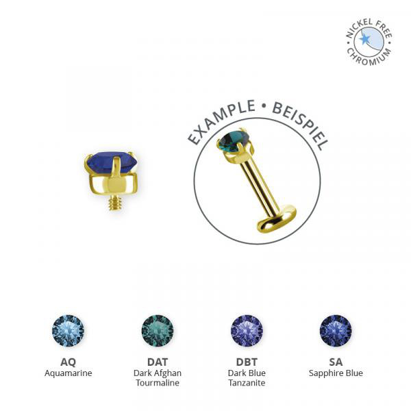 18K GOLD PVD CoCr NF INTERNAL 3 PRONG MICRO ATTACHMENT SET W. PREMIUM NANO GEMS