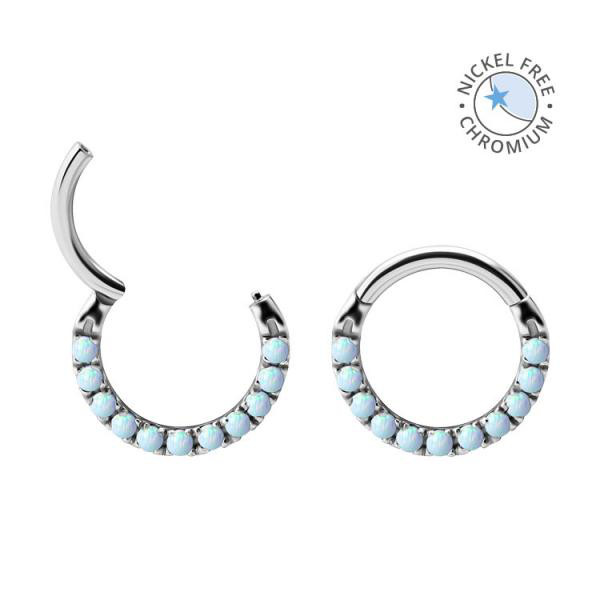 CoCr NF FRONT FACING HINGED CLICKERS SET W. LAB CREATED OPAL