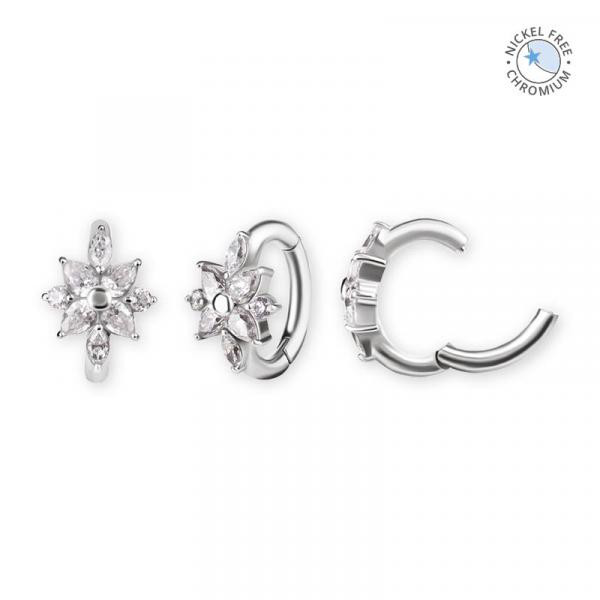 CoCr NF OVAL 4 PETAL FLOWER BELLY CLICKER SET W.PREMIUM ZIRCONIA