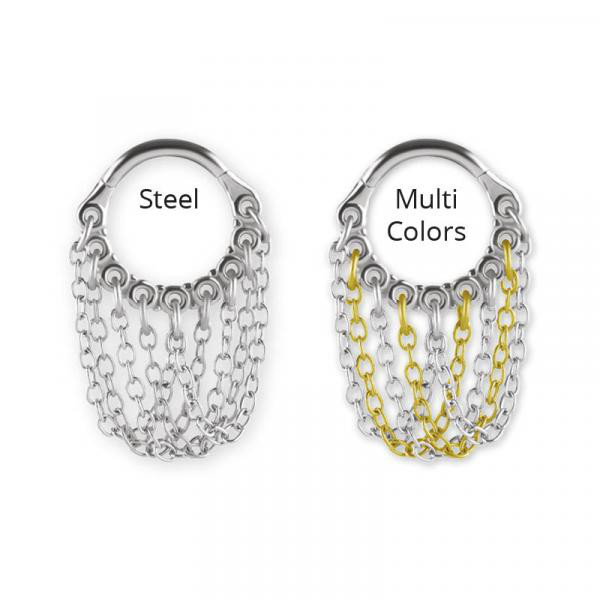 SS316L HINGED RING WITH CHAIN DANGLES