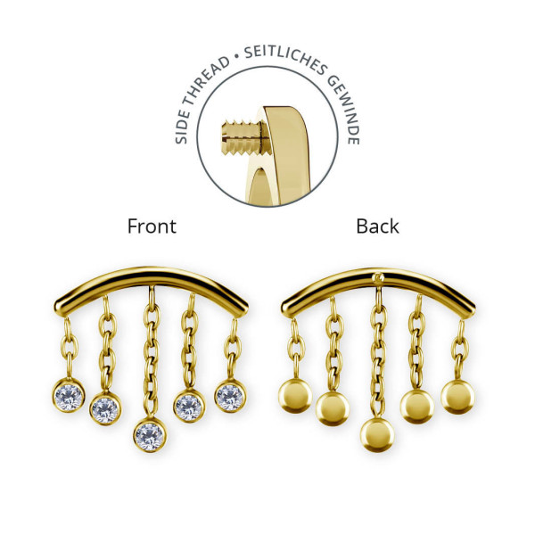24K GOLD PVD TITANIUM INTERNAL ATTACHMENT FOR FLAT HELIX SET W PREMIUM ZIRCONIA