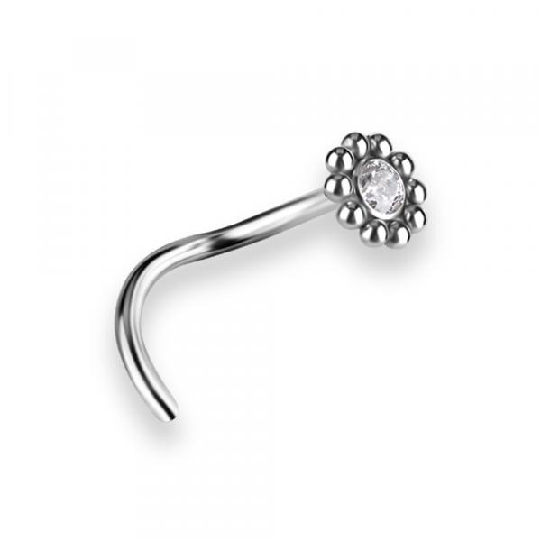 TITANIUM CURVED DISC NOSESTUD SET W. PREMIUM ZIRCONIA