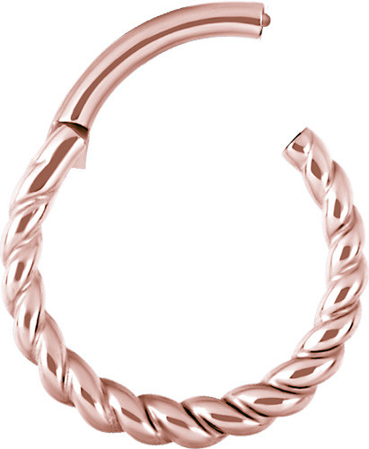 ROSE GOLD PVD SS316L HINGED RING (THICK TWISTED ROPE DESIGN)