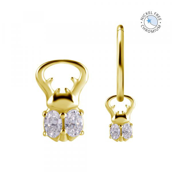 18K GOLD PVD CoCr NF SCARAB CHARMS FOR HINGED SEGMENT RINGS SET W.PREMIUM ZIRCONIA