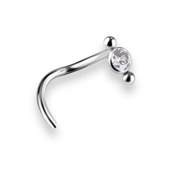 TITANIUM CURVED DISC NOSESTUD SET W. PREMIUM ZIRCONIA