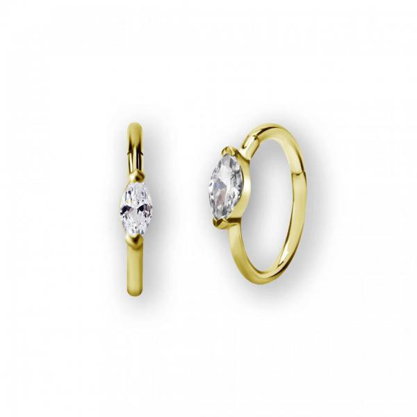 24K GOLD PVD SS316L HINGED RING SET W. MARQUISE CUBIC ZIRCONIA