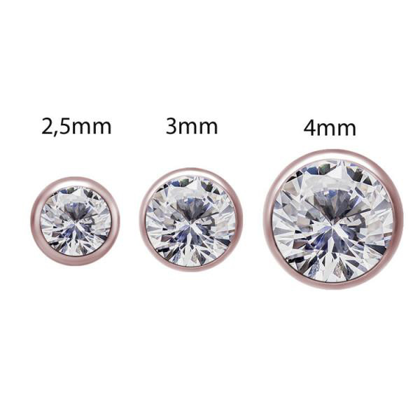 ROSE GOLD PVD TITANIUM FLAT DISC SET W.PREMIUM ZIRCONIA FOR UPPER LIP