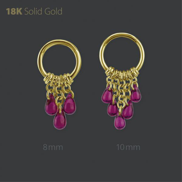 18K GOLD HINGED SEGMENT RING WITH LAB CREATED RUBY