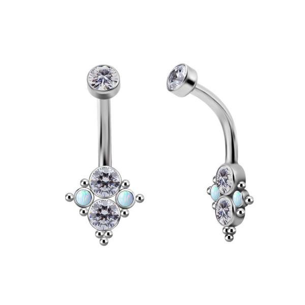 TITANIUM INT. CLUSTER BELLY BANANAS SET W. PREMIUM ZIRCONIA & LAB OPALS