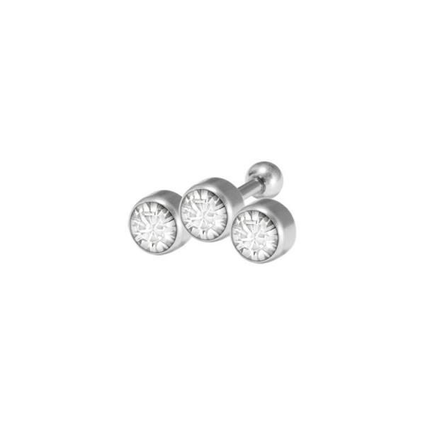 SS316L TRAGUS BARBELL JEWLLED DISCS - 3MM CUPS (SETTING)