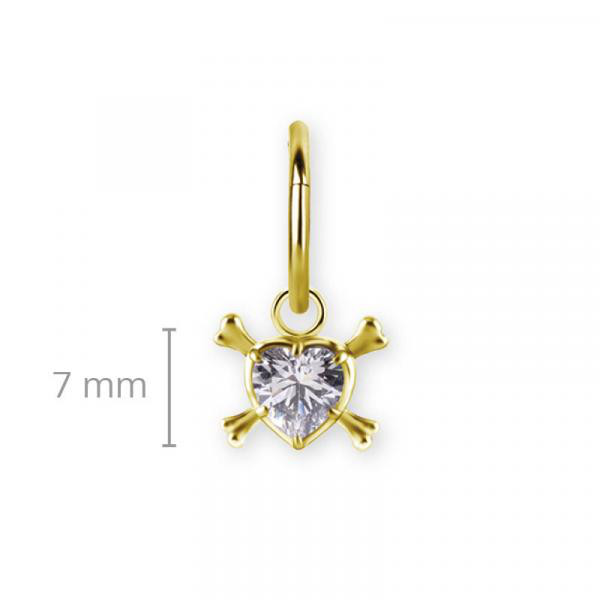 24K GOLD PVD SS316L PUNK MY HEART CHARM FOR HINGED SEGMENT RING