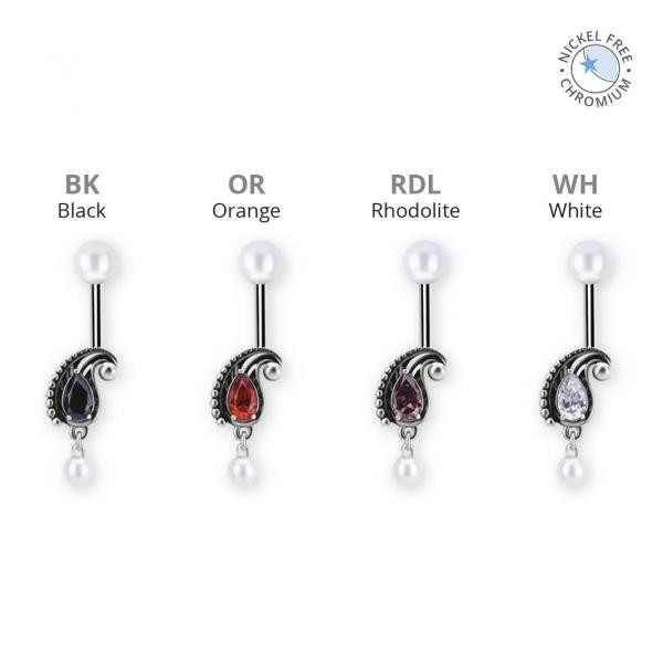 CoCr TITANIUM INTERNAL VERTICAL HELIX SET W. PREMIUM ZIRCONIA & FRESH WATER PEARL BALL