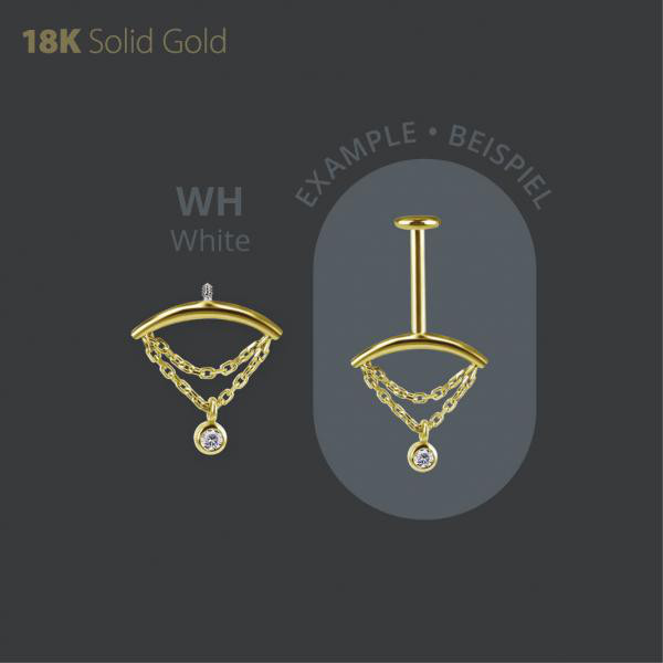 18K GOLD INTERNAL VERTICAL HELIX FLOATING CHAIN MICRO ATTACHMENT SET W. PREMIUM ZIRCONIA