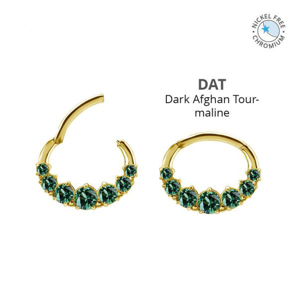 18K GOLD PVD CoCr NF SEPTUM/DAITH CLICKER SET W. PREMIUM NANO GEMS